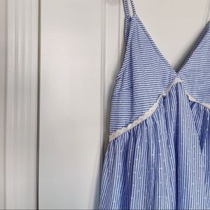 blue and white striped sun dress